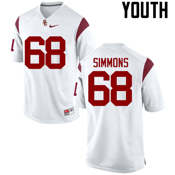 Youth #68 Jordan Simmons USC Trojans College Football Jerseys-White - Click Image to Close